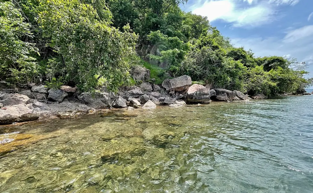 Clearwater lake on Lake Tanganyika in Kagongo Ward, Kigoma Region, Tanzania with some water current 