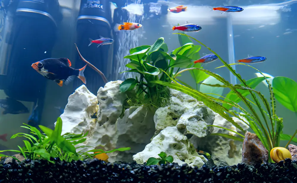 Nano Aquariums — A nano aquarium filled with small fish (Photo by Dmitry Koshelev) 