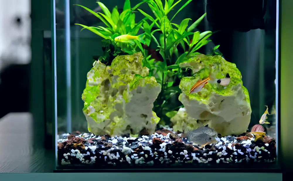 Nano Aquariums — A side view of a nano aquarium with live plants and fish (Photo by Dmitry Koshelev)