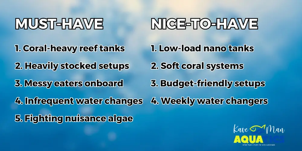 Do You Really Need a Protein Skimmer in Your Saltwater Tank? 5 Protein Skimmer — Blue, blurry, and bubbly background with black and white text